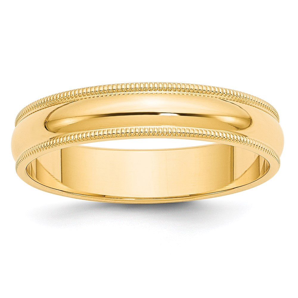 14K Gelbgold Ehering, 5 mm, halbrund, mit Milgrain