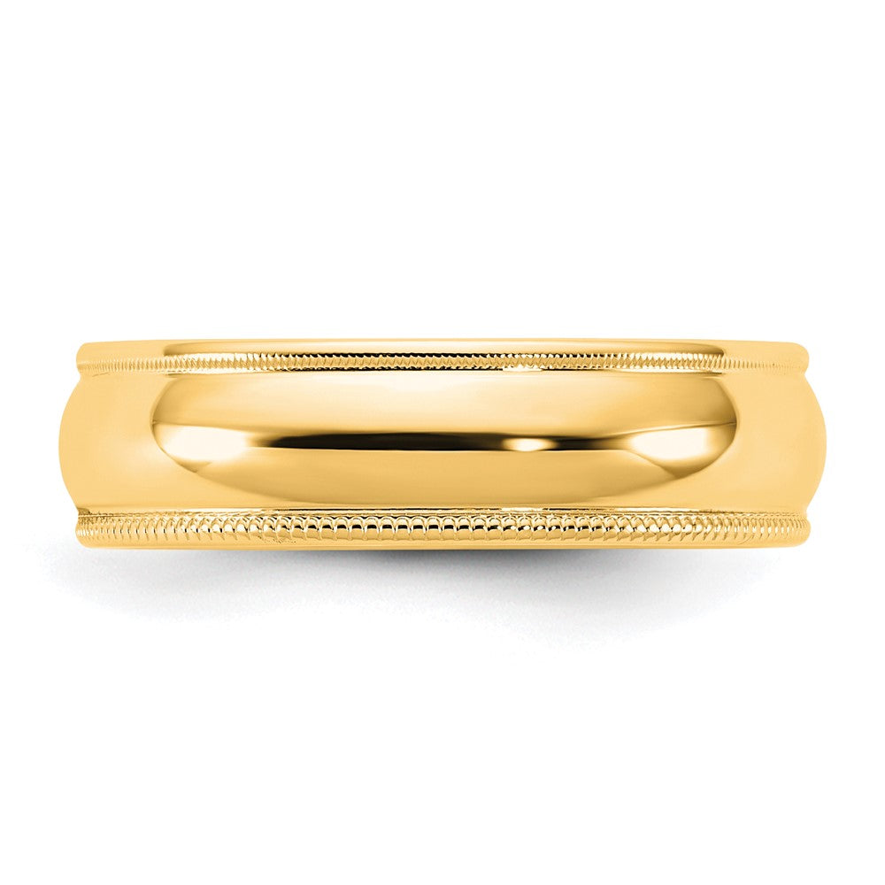 10K Gelbgold 5,5 mm Milgrain-Halbrund-Ring, Größe 13