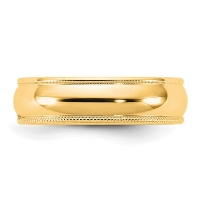 10K Gelbgold 5,5 mm Halbrund-Ring mit Milgrain-Kante, Größe 11