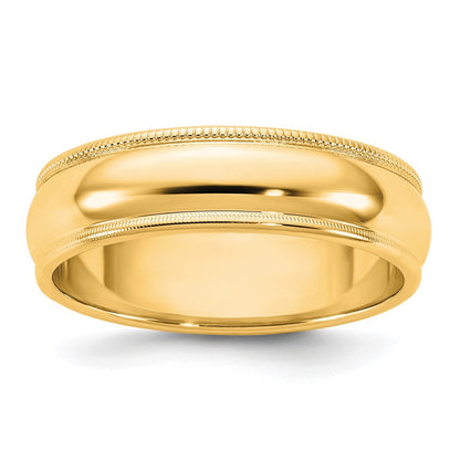 10K Gelbgold 5,5 mm Halbrund-Ring mit Milgrain-Kante, Größe 11