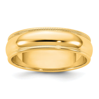 10K Gelbgold (10Ky) Ring mit Milgrain, 5,5 mm, Half Round, Größe 13,5
