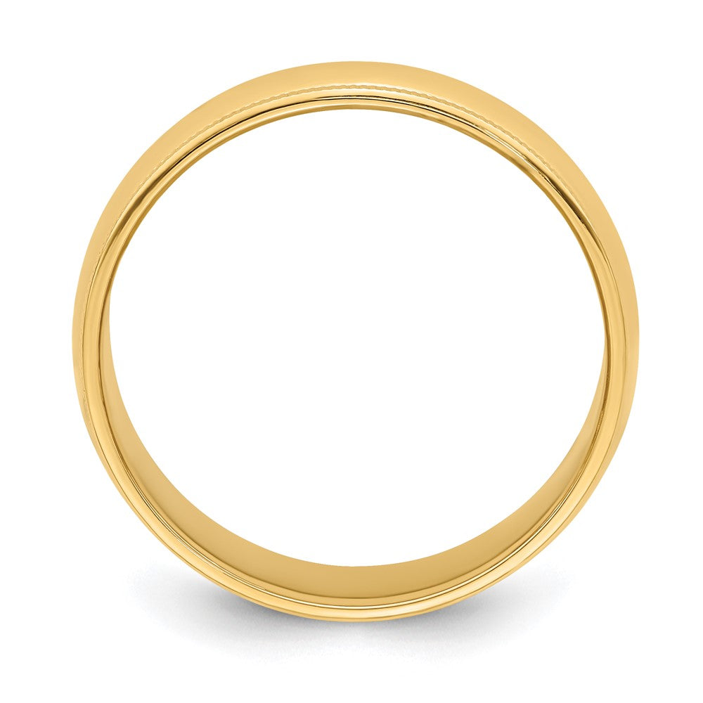 14K Gelbgold 6 mm Ehering, halbrund mit Milgrain