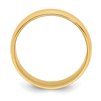 14K Gelbgold 6 mm Ehering, halbrund mit Milgrain