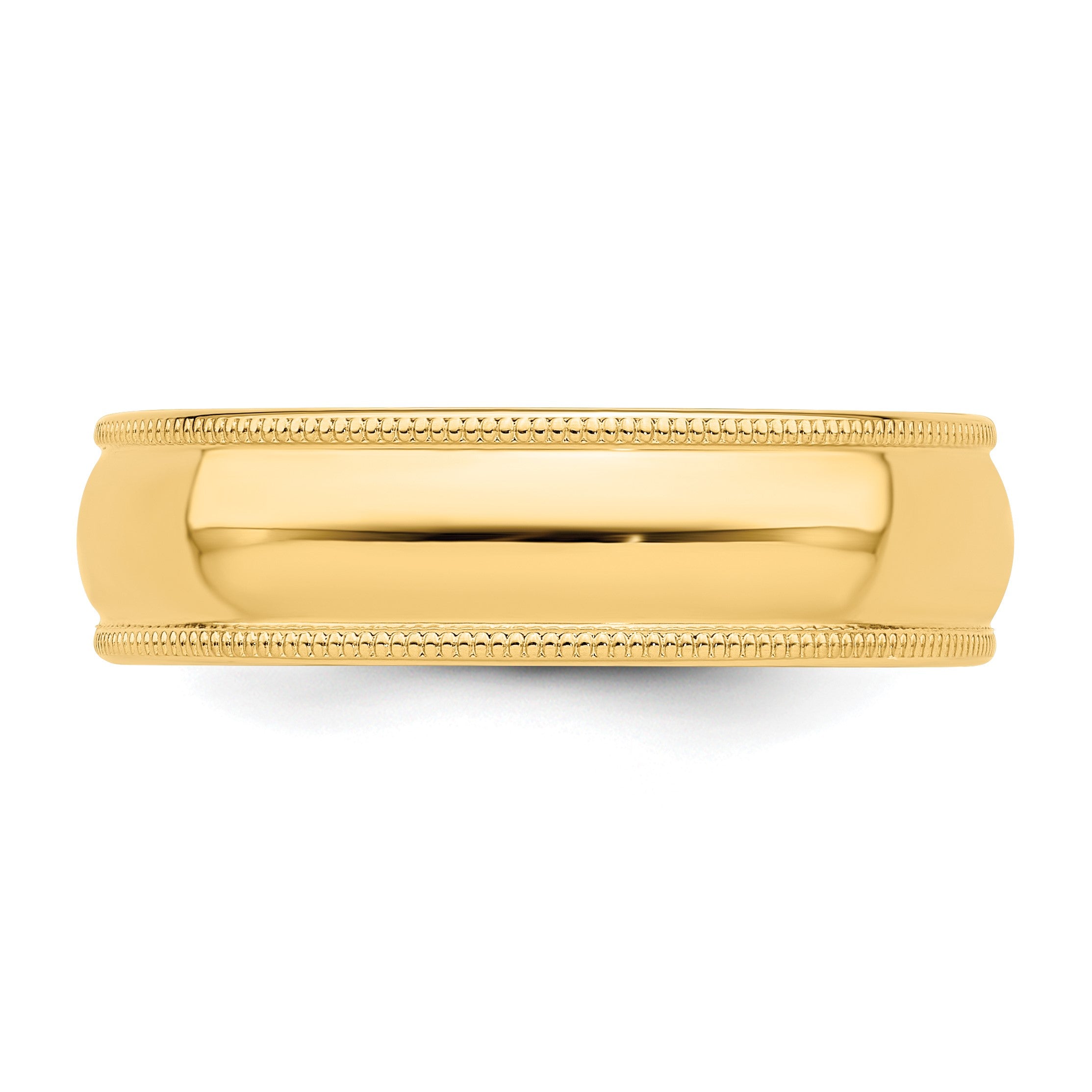 14K Gelbgold 6 mm Ehering, halbrund mit Milgrain
