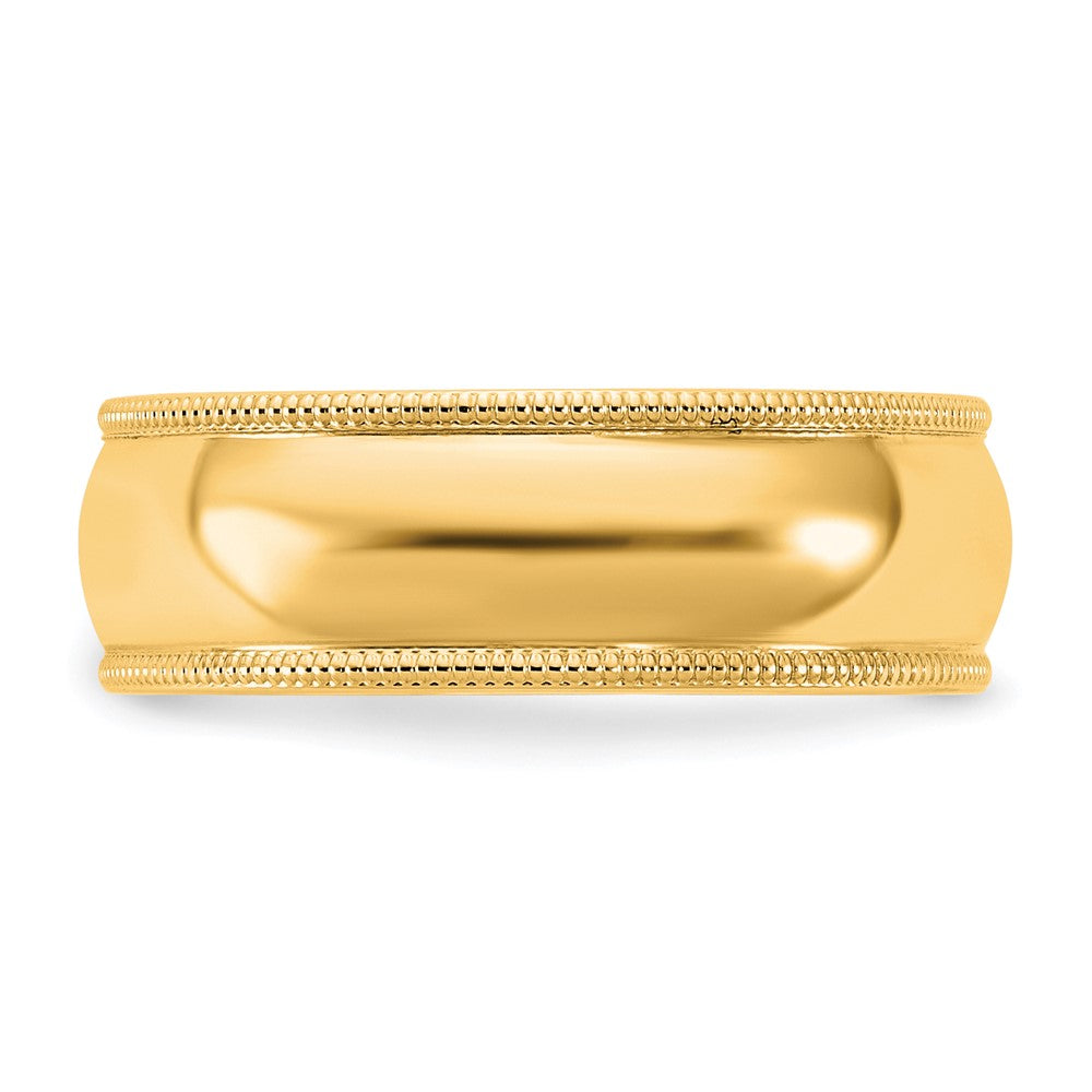 10K Gelbgold 6,5 mm Milgrain Halbrund-Ring, Größe 10,5