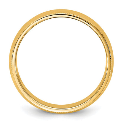 10K Gelbgold 10Ky 7mm Milgrain-Halbrund-Ehering Größe 7