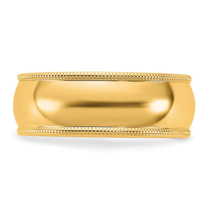 10K Gelbgold 10Ky 7 mm Milgrain-Halbrund-Ring Größe 6