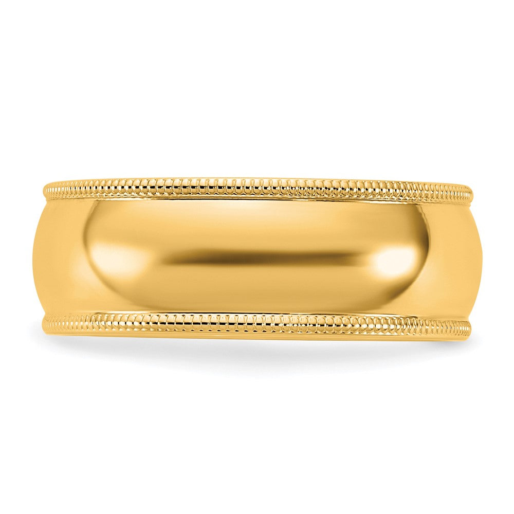 10K Gelbgold 7mm Halbrund-Ehering mit Milgrain, Größe 12,5