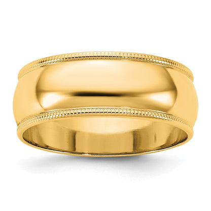 10K Gelbgold Ehering mit Milgrain-Kante, halbrund, 7 mm, Größe 4,5