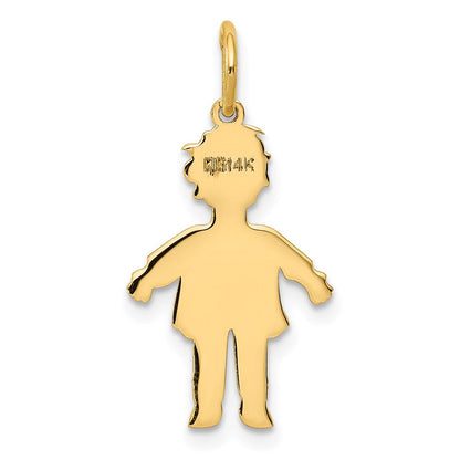 14K Gelbgold Schlicht Poliert Klein Junge Charm