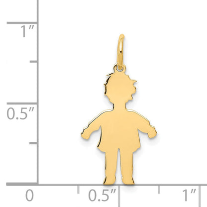 14K Gelbgold Schlicht Poliert Klein Junge Charm