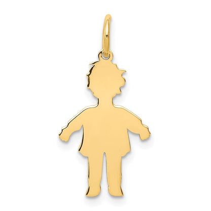 14K Gelbgold Schlicht Poliert Klein Junge Charm