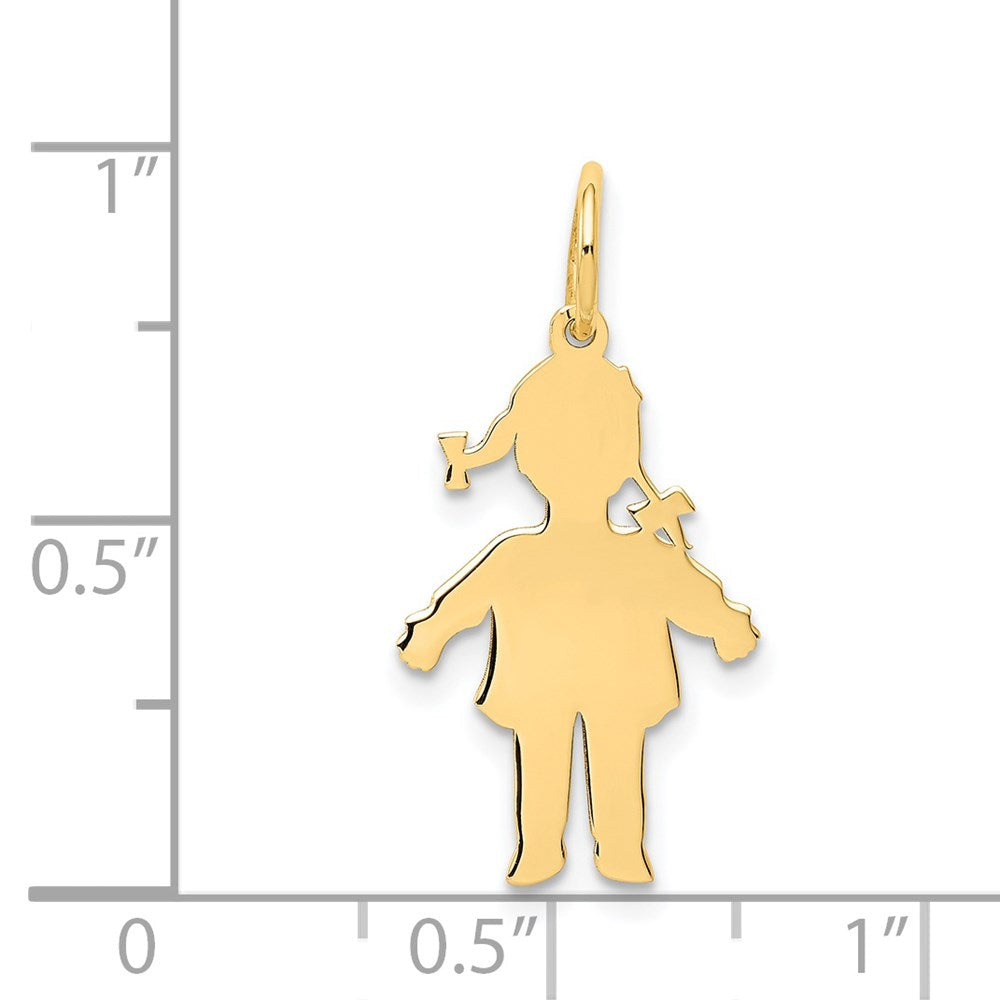 14K Gelbgold Schlicht Poliert Klein Mädchen Charm