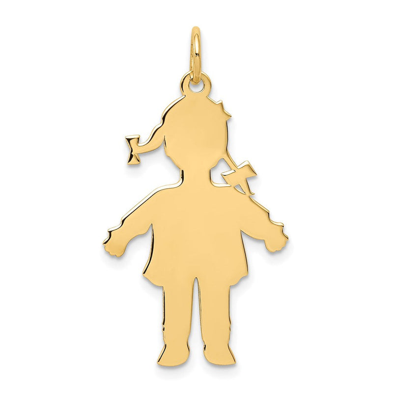 14K Gelbgold Poliert Großer Mädchen-Charm, schlicht