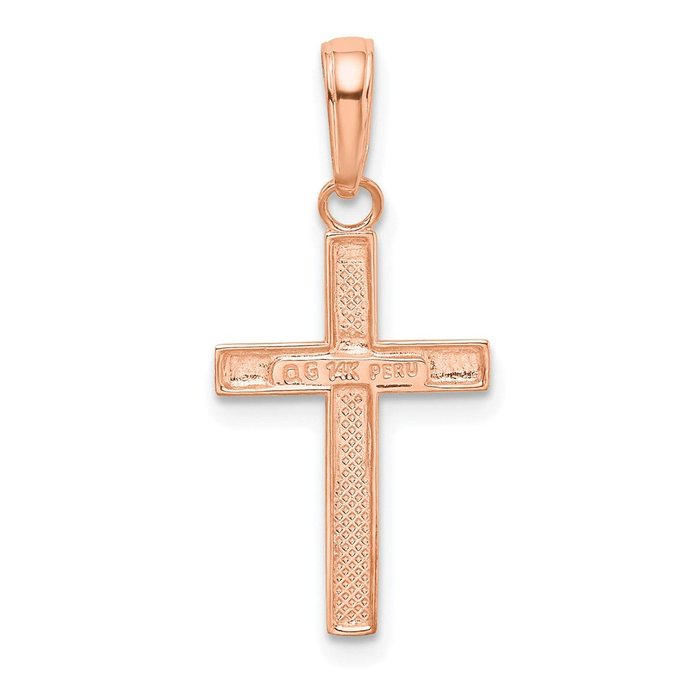 14K Roségold Klein Kreuz Anhänger
