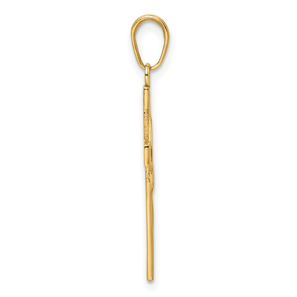 14K Gelbgold Grün Emailliert Claddagh Kreuz Anhänger