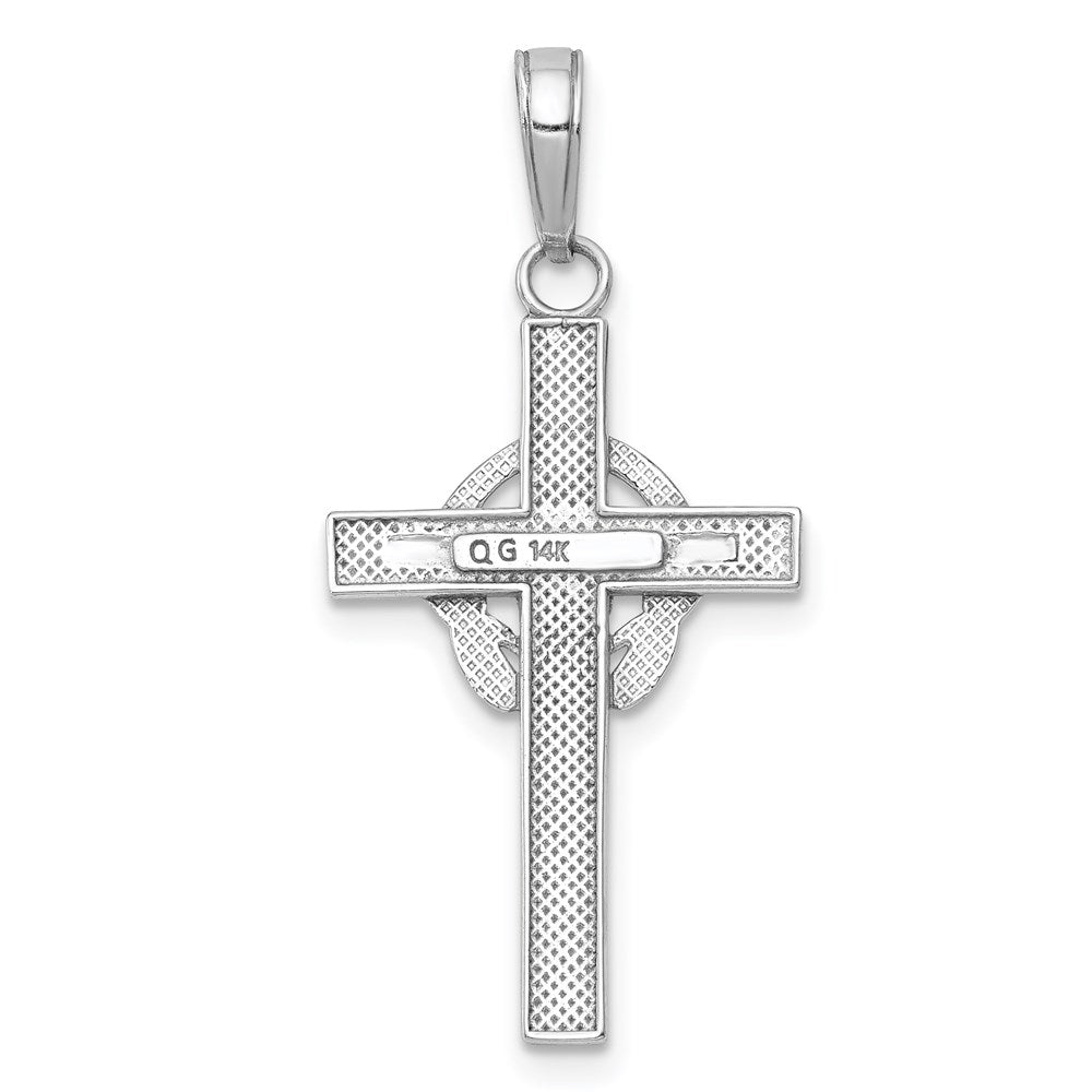 14K Weißgold Poliert Claddagh Kreuz Anhänger