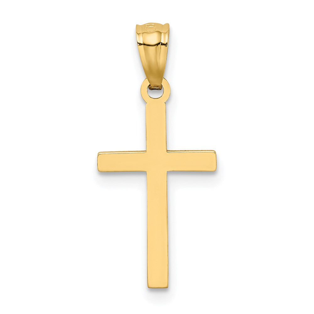 14K Gelbgold Satiniert Diamantiert Kreuz Anhänger
