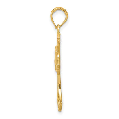 14K Gelbgold Taube Kreuz Anhänger
