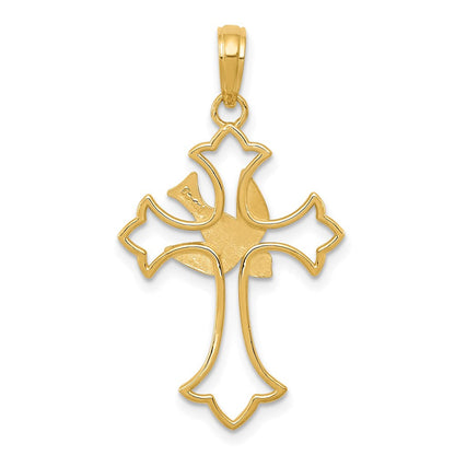 14K Gelbgold Taube Kreuz Anhänger