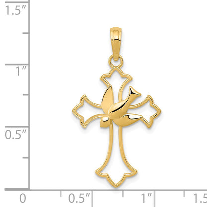 14K Gelbgold Taube Kreuz Anhänger