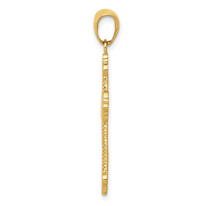 14K Gelbgold Fleur De Lis Kreuz Charm