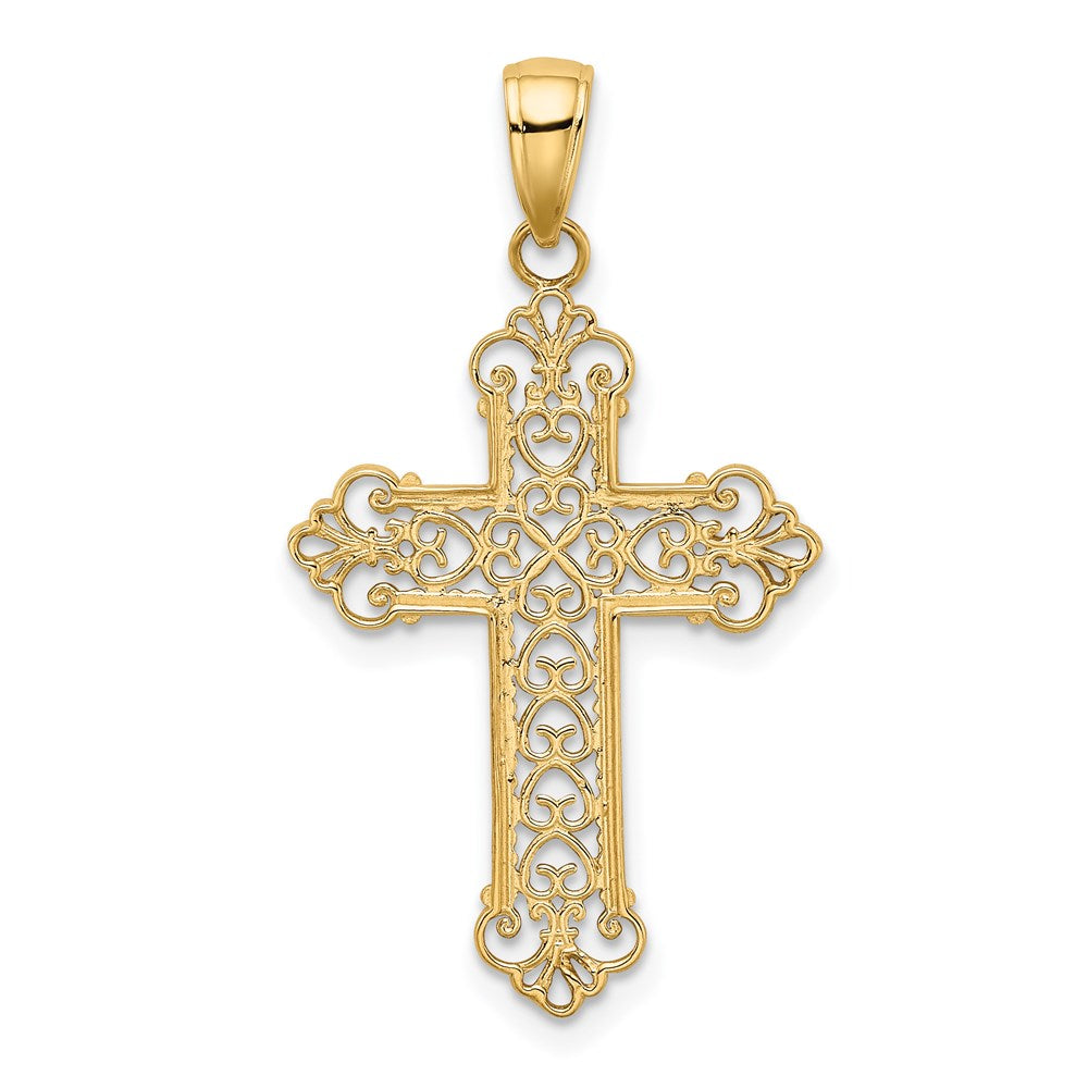 14K Gelbgold Fleur De Lis Kreuz Charm
