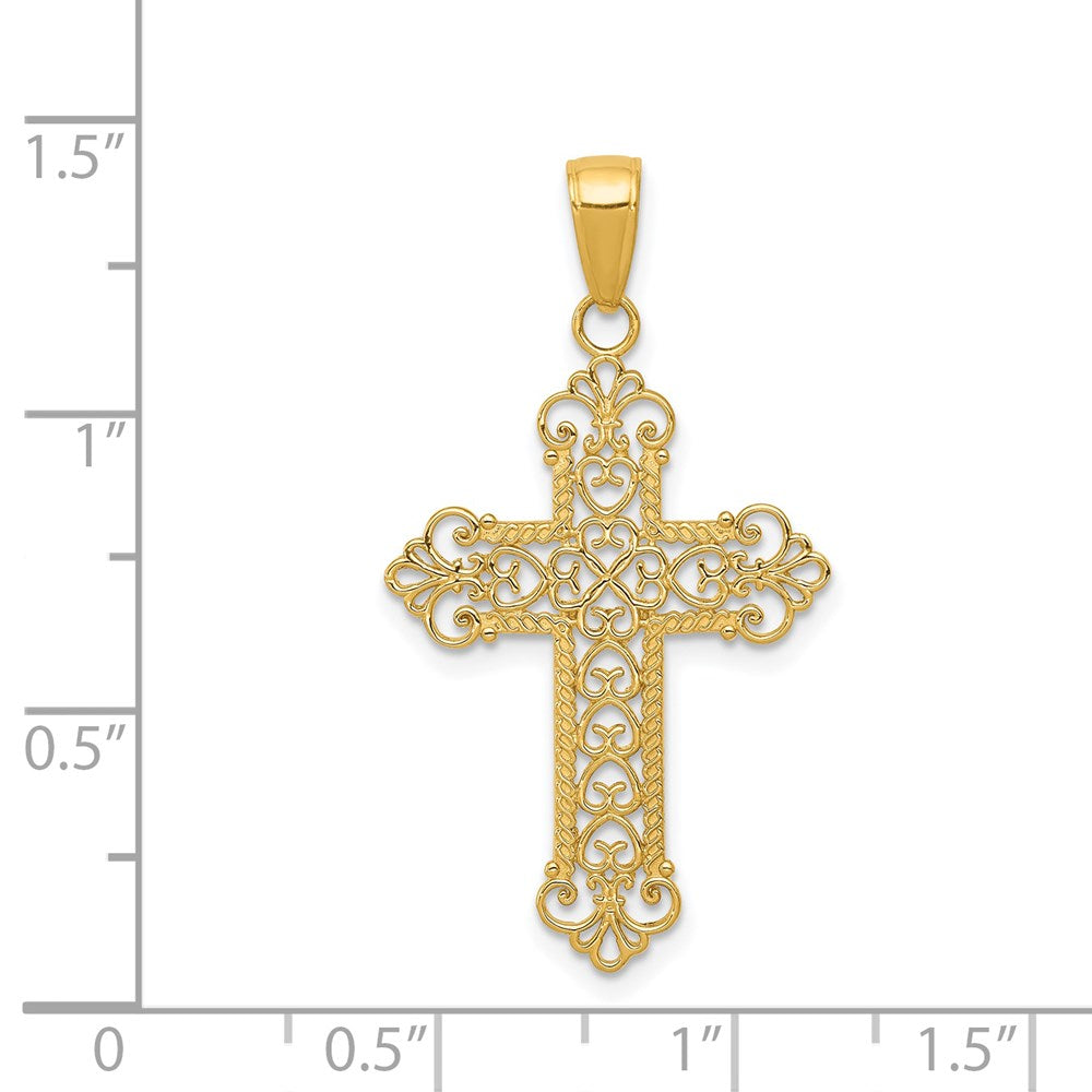 14K Gelbgold Fleur De Lis Kreuz Charm