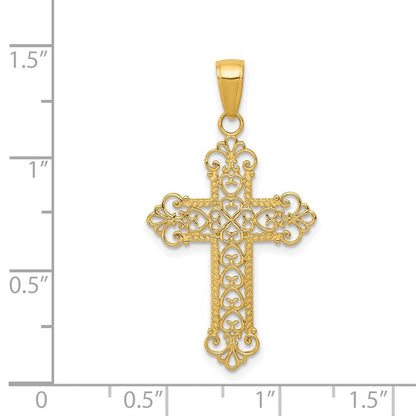 14K Gelbgold Fleur De Lis Kreuz Charm