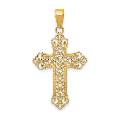 14K Gelbgold Fleur De Lis Kreuz Charm
