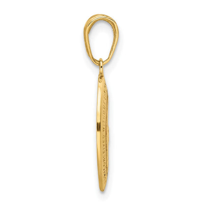 14k Gelbgold Miraculous-Medaille-Anhänger mit roter Emaillierung