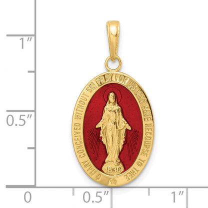 14K Gelbgold Anhänger mit rot emaillierter Wundertätiger Medaille
