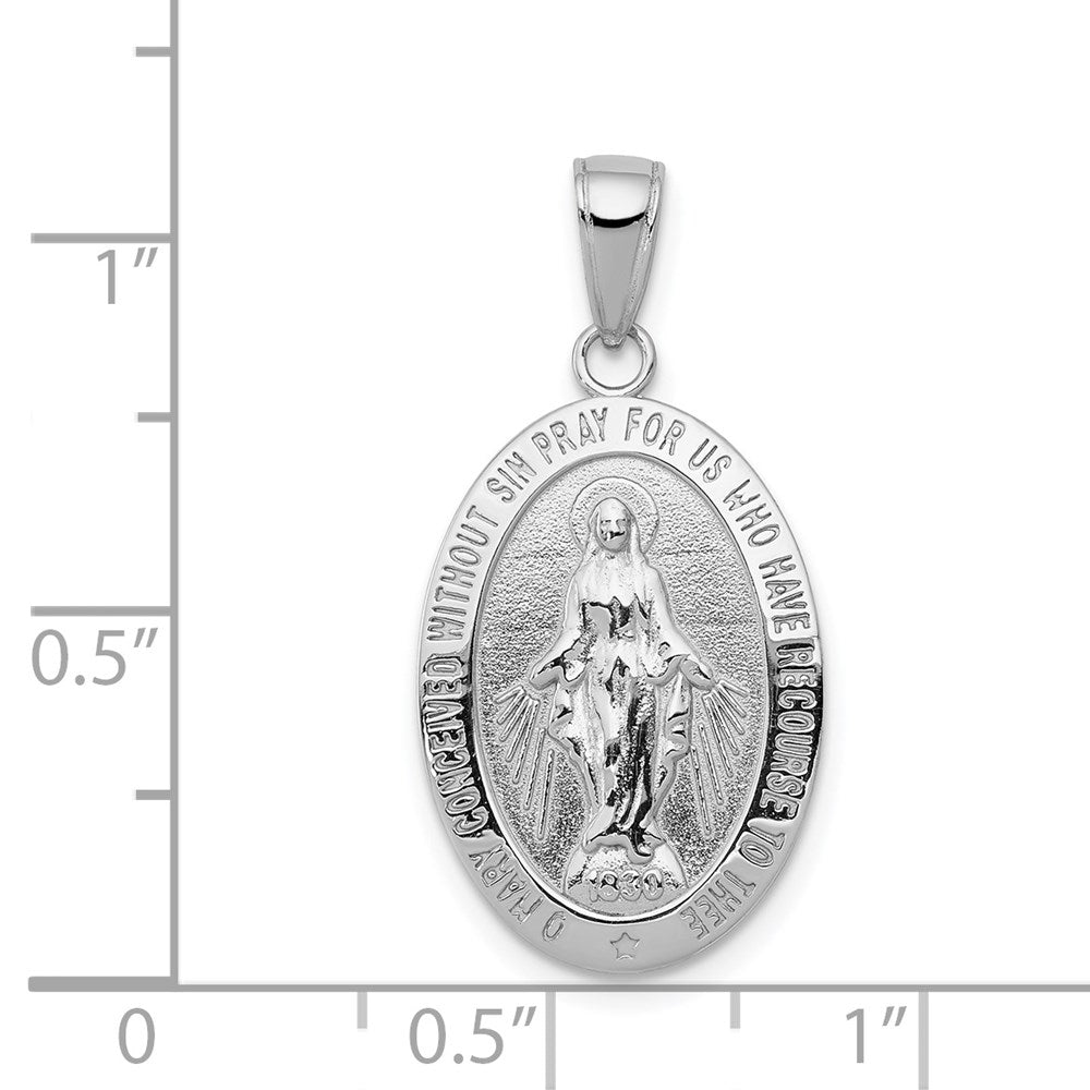 14K Weißgold Wundertätige Medaille Anhänger