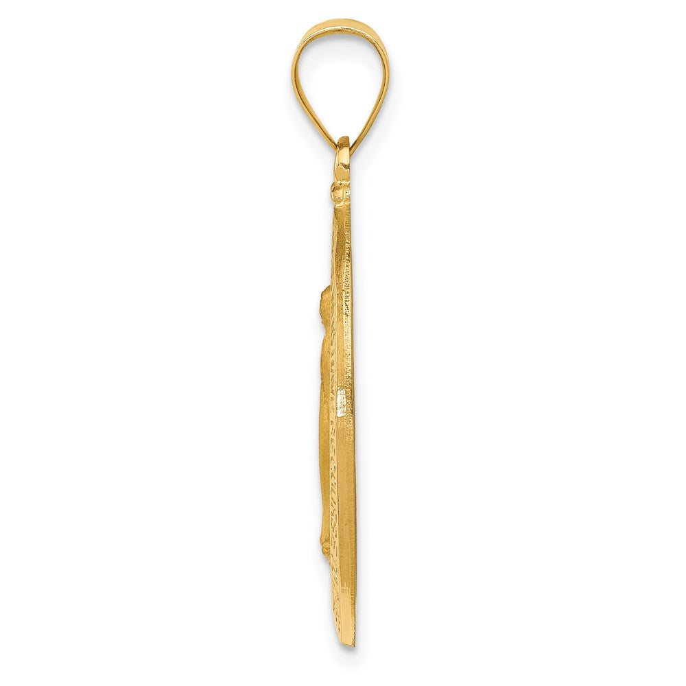 14K Gelbgold Hohl Wundertätig Medaille Oval Anhänger