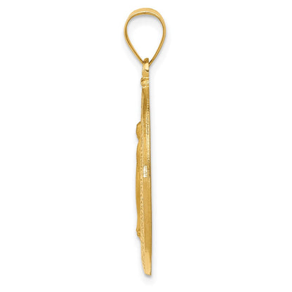 14K Gelbgold Hohl Wundertätig Medaille Oval Anhänger
