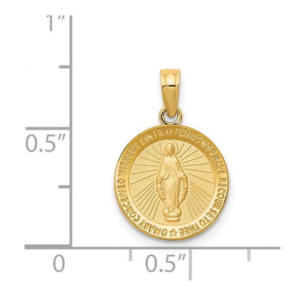 14K Gelbgold Wundertätig Medaille Anhänger