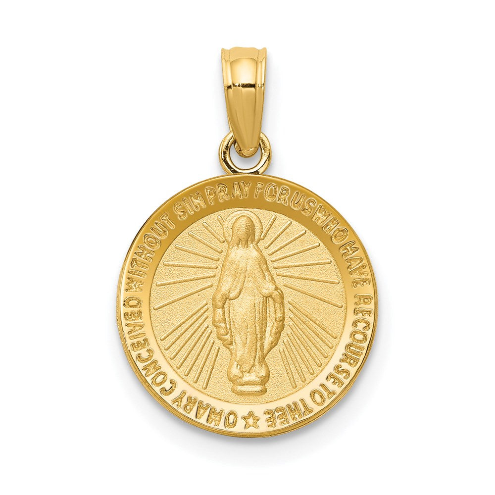 14K Gelbgold Wundertätig Medaille Anhänger