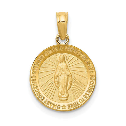 14K Gelbgold Wundertätig Medaille Anhänger