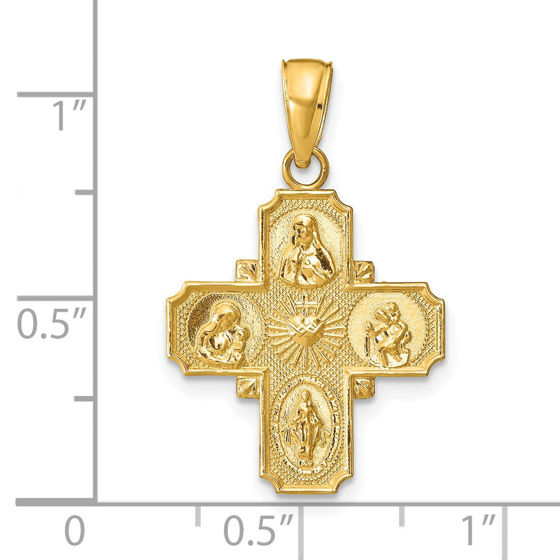 14K Gelbgold 4-Wege-Medaillon-Anhänger