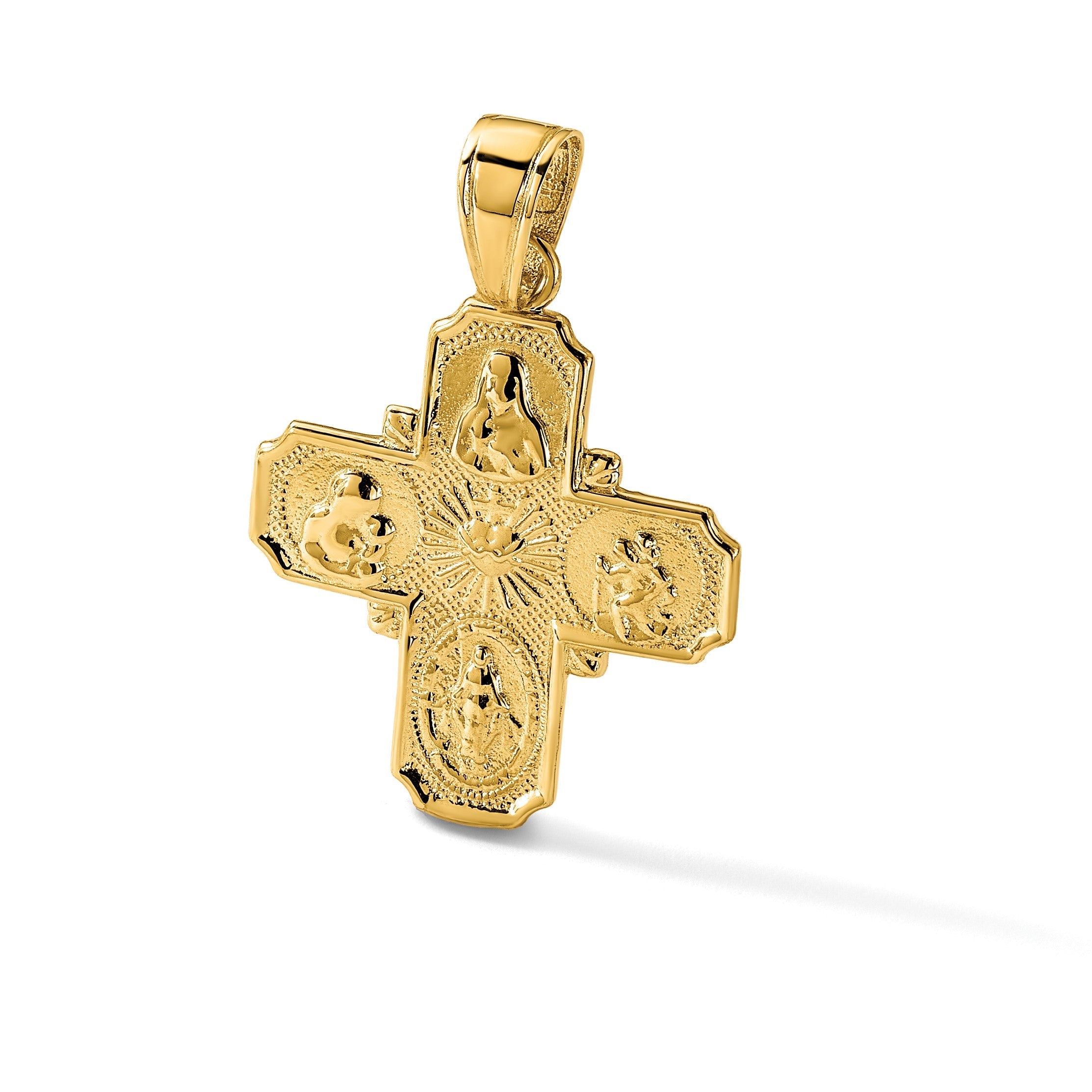14K Gelbgold 4-Wege-Medaillon-Anhänger
