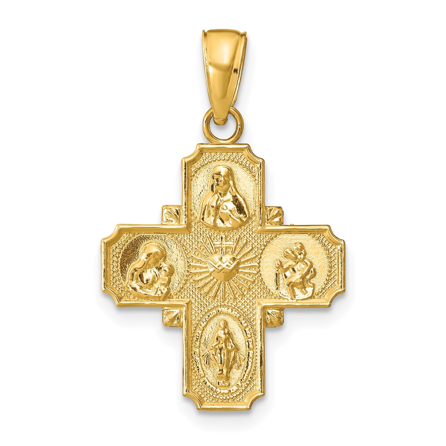 14K Gelbgold 4-Wege-Medaillon-Anhänger