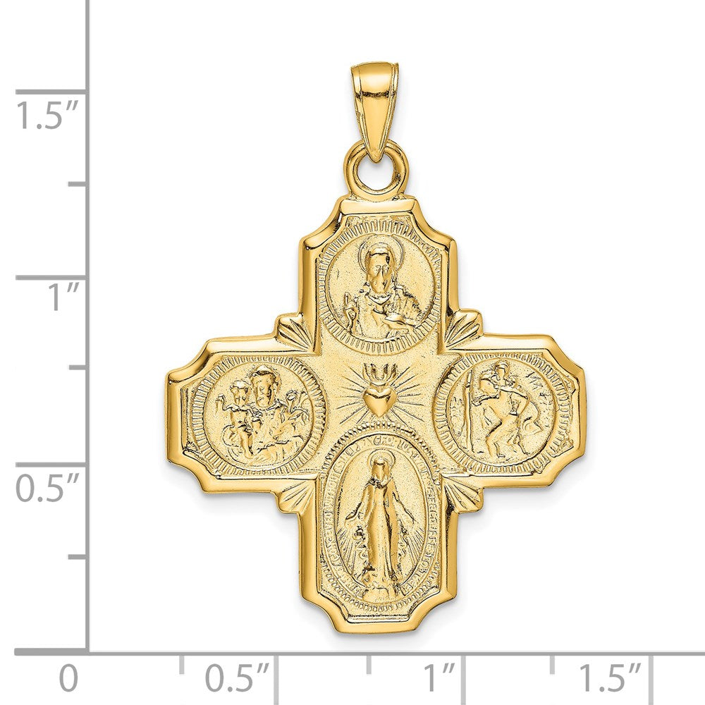14K Gelbgold Viererweg-Medaillenanhänger