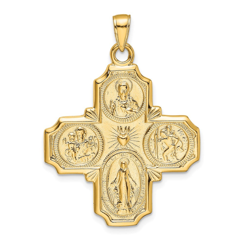 14K Gelbgold Viererweg-Medaillenanhänger