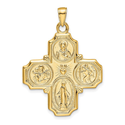 14K Gelbgold Viererweg-Medaillenanhänger