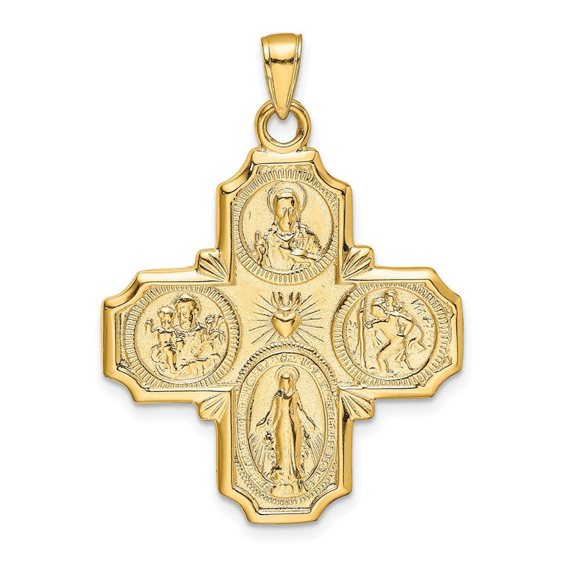 14K Gelbgold Viererweg-Medaillenanhänger