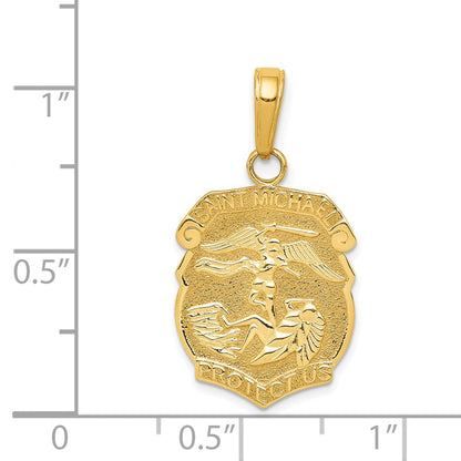 14K Gelbgold Sankt-Michael-Medaille-Abzeichen-Anhänger