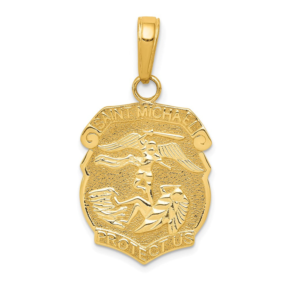 14K Gelbgold Sankt-Michael-Medaille-Abzeichen-Anhänger
