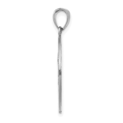 14K Weißgold Christophorus-Medaille Charm, poliert/satiniert