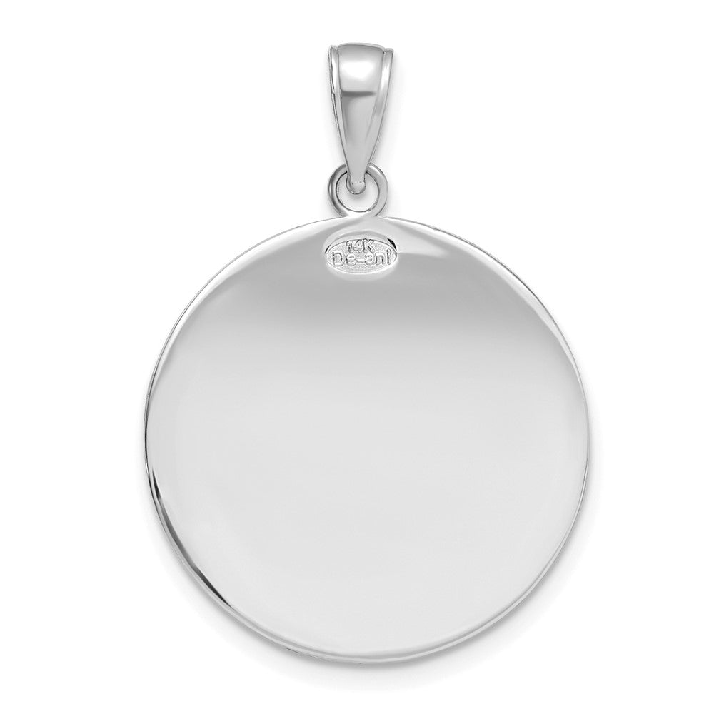 14K Weißgold Christophorus-Medaille Charm, poliert/satiniert