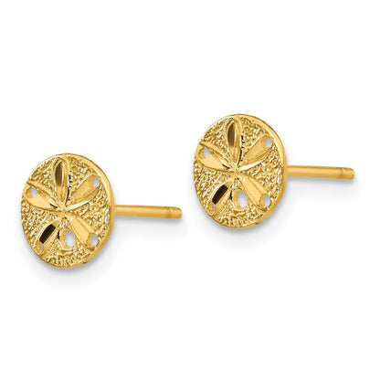 14K Gelbgold Diamantiert Sand Dollar Ohrstecker